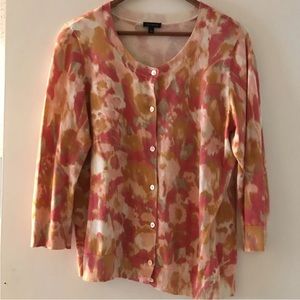Talbots 3/4 multi colored cardigan cotton sweater